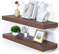 Deep Floating Shelves | 36 Inch Walnut Floating Shelves Set of 2 | 12 Inch Deep Rustic Wood Shelves for Wall | 36