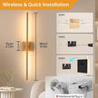 Battery Operated Wall Sconce Set of 2, 10400mAh Rechargeable Wall Sconces, 3000K-6000K Dimmable, 350°Rotate, Indoor Wall Lights for Bedroom Living Room, Original Wood, 31.5 Inch