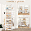 VTRIN 10 Tiers Tall Shoe Rack Holds 20-25 Pairs of Shoes Sturdy Vertical Shoe Organizer with 18pcs Hooks Stackable Narrow Shoe Rack for Closet, Entryway White