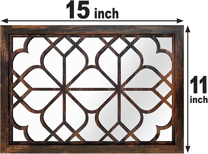Wocred Set of 2 Rectangular Wall Mirror,Gorgeous Rustic Farmhouse Accent Mirror,Caramel Color Entry Mirror for Bathroom Renovation,Bedrooms,Living Rooms and More(11”x15”)
