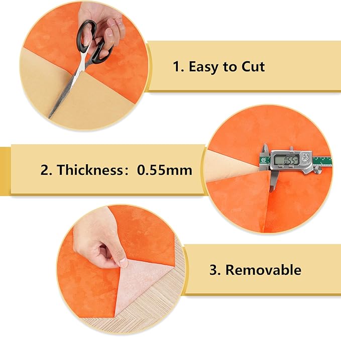 Wallercity Orange Self Adhesive Velvet Drawer Liner Soft Flocked Fabric Wallpaper Removable Funky Orange Velvet Wallpaper Peel and Stick Drawer Felt Lining for Jewelry Box DIY Dresser 11.8"x78.7"