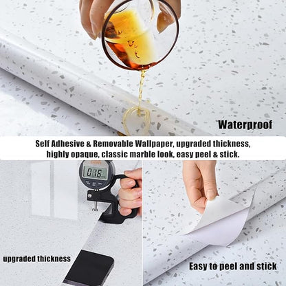 Yancorp 24"x197" Wide Gray Contact Paper Marble Removable Wallpaper Peel and Stick Countertop Waterproof Wall Paper Self-Adhesive Backsplash for Kitchen Countertop Cover