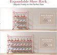 Bumusty 4-Tier Expandable Shoe Rack for Closet, 18“-33” Adjustable Shoe Rack for Small Space, Small Shoe Organizer for Front Door, Sturdy Metal, Pink