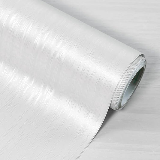 wishFIRE White Textured Peel and Stick Wallpaper 15.7"×394" Contact Paper Wood Look Wall Paper Self Adhesive Waterproof Vinyl Wallpaper for Bedroom Kitchen Cabinets Countertop