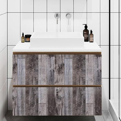 Yun-aeon Gray Wood Peel and Stick Wallpaper 17.3" X 1200" Self Adhesive Wallpaper Backsplash Line Removable Wall Paper Bathroom Old Furniture Renovation Furniture