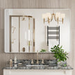 White Bathroom Mirror 48x32 Inch, White Metal Framed Bathroom Mirror for Wall, Rounded Rectangle Matte Bathroom Vanity Mirror, Tempered Glass, Anti-Rust, Horizontal/Vertical
