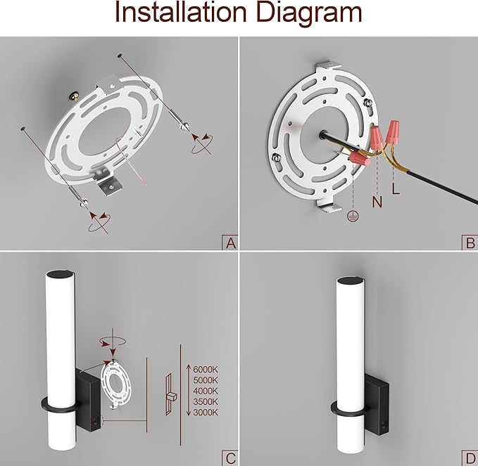 Modern Wall Sconces Set of 2, 5 Color Temperature Linear Dimmable, Adjustable Warm to Cool White, Hardwired Wall Lights for Bedroom, Living Room, Hallway (Black)