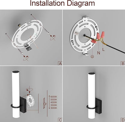Modern Wall Sconces Set of 2, 5 Color Temperature Linear Dimmable, Adjustable Warm to Cool White, Hardwired Wall Lights for Bedroom, Living Room, Hallway (Black)