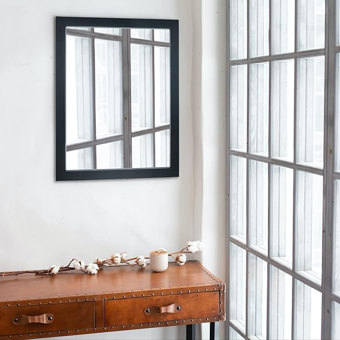 BOMINICA Rectangular Wall Mirror Framed Wall Mirror 16” x 20” for Bathroom, Living Room, Vanity, Black