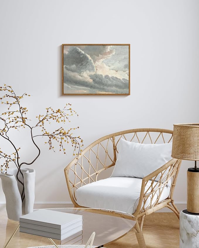 InSimSea Framed Canvas Wall Art Vintage Decor, Room Decor Classical Oil Painting Canvas Prints Study of Clouds with a Sunset near Rome Vintage Landscape Wall Art Home Decor, 12