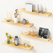 Picture Ledge Shelf, 16 inch Solid Pine Wood Floating Shelves, Floating Book Shelves for Living Room Bedroom Kitchen Decor, Natural Unfinished, No Stain, DIY, Set of 4 (Maple Wood, 4Pack 16inch)