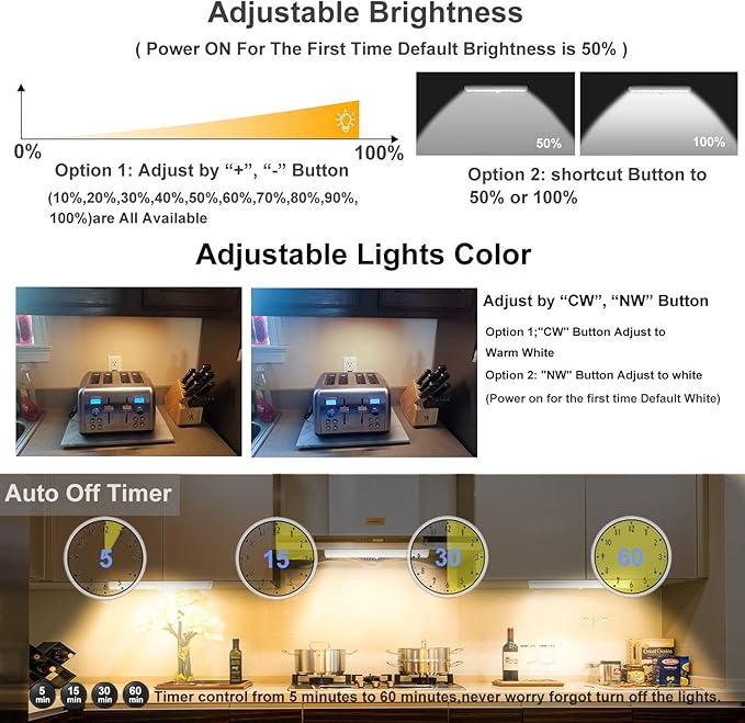 LDOPTO Battery Operated Lights with Remote Wireless Dimmable Under Cabinet Counter Lights for Kitchen LED Closet Lights with Timer for Kitchen Shelf Hallway Stairs,Multiple Colors 6 Pack