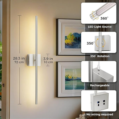 L LOHAS LED Battery Operated Wall Sconces Set of 2, Battery Wall Sconce 10000mAh, Nickel Rechargeable Sconces 3CCT + RGB, 28.7 Inch Wireless Wall Lights, Sconce Wall Decor for Bedroom, Living Room