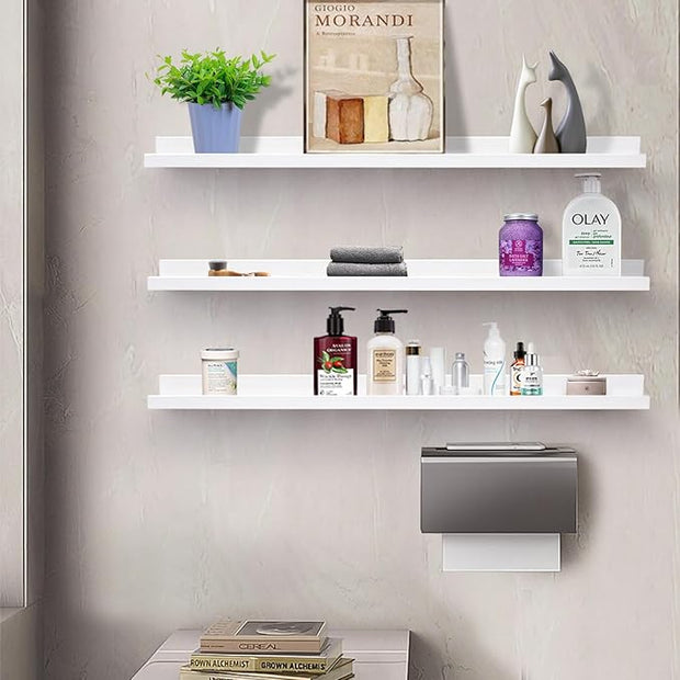 AZSKY 48 Inch Picture Ledge Shelf Floating Shelves Wall Mounted Set of 3 White