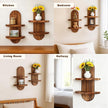 Artilady 2 Pack Wood Wall Hanging Shelves Boho Floating Shelf 2 Tier Handmade Rainbow Arch Vintage Wooden Wall Decor Trinket Storage Rack for Bedroom Living Room Nursery Bathroom