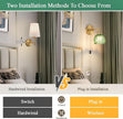 Plug-in Wall Sconce, Vintage Wall Decorative Lamp with Green Glass Shade, Indoor Plug-in Wall Sconce for Bedroom, Living Room, Hallway