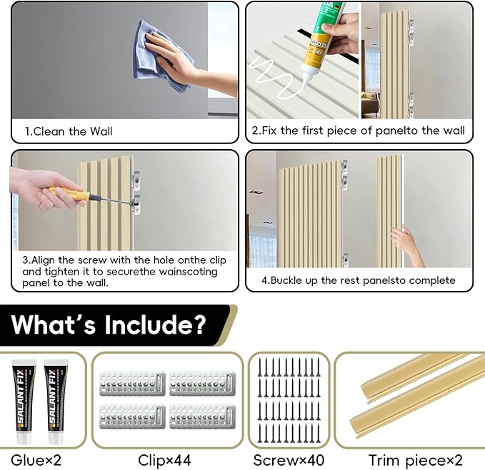 RITOLLO 10-Pack WPC Slat Wall Panels, 96 x 6 Inches 3D Fluted Wall Panels for Interior Wall Decor, Modern Accent Wood Wall Paneling for Living Room, TV Background, Office, Bedroom(Oak)