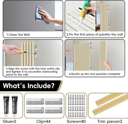 RITOLLO 10-Pack WPC Slat Wall Panels, 96 x 6 Inches 3D Fluted Wall Panels for Interior Wall Decor, Modern Accent Wood Wall Paneling for Living Room, TV Background, Office, Bedroom(Oak)
