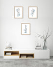 HesenDot Framed Blue Floral Canvas Wall Art,Minimalist Botanical Wall Art Decor,12x16IN Wood High Framed Prints,Boho Flowers Artworks Prints Posters for Living Room,Kitchen,Bedroom Set of 3