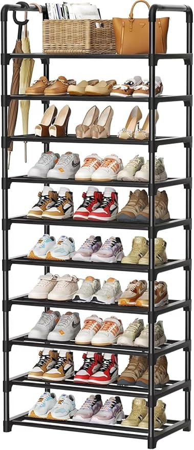Shoe Rack, 10 Tier Shoe Storage Organizer,Fit 30-35 Pairs Shoes,Metal Tall Shoe Shelf for Closet,Entryway, Hallway,Garage,Bedroom,Cloakroom