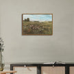 OIQArtOIQ Vintage Landscape Framed Wall Art Summer Countryside Wildflower Canvas Art Prints Farmhouse Cottagecore Pictures Wall Decor Rustic Meadow Paintings Artwork For Kitchen Bedroom Living Room