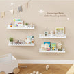 Fun Memories 24 Inch White Nursery Book Shelf, Scalloped Picture Ledge for Wall, Set of 4, Floating Shelves for Toddler Room, Kids Rooms, Bedroom