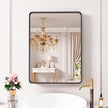 Black Bathroom Mirror 21X30 Inch, Black Metal Framed Mirror for Wall, Rounded Rectangle Matte Bathroom Vanity Mirror with Tempered Glass, Anti-Rust, Horizontal/Vertical