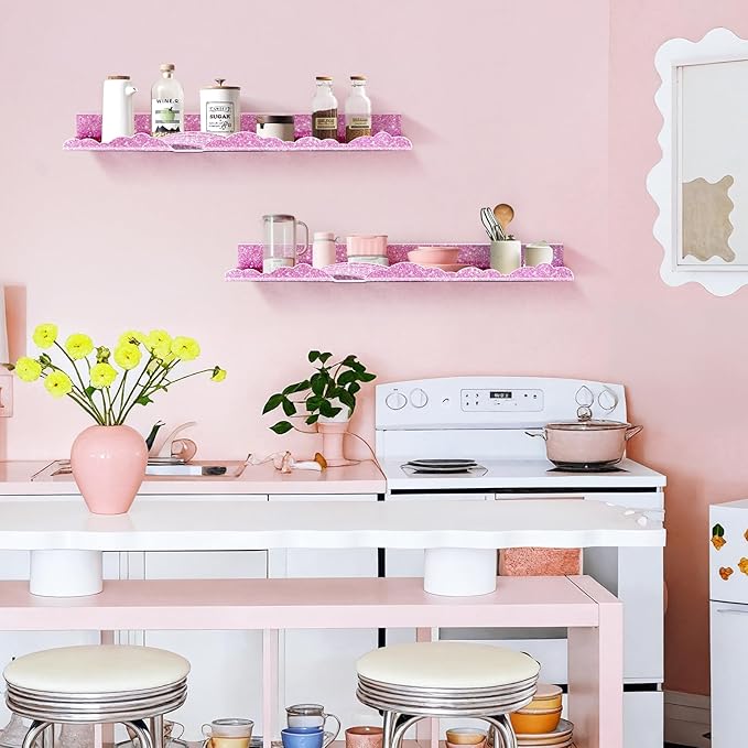 Rainbow Glitter Acrylic Floating Shelves, 23.6