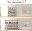 Bumusty 4-Tier Expandable Shoe Rack for Closet, 18“-33” Adjustable Shoe Rack for Small Space, Small Shoe Organizer for Front Door, Sturdy Metal, Green