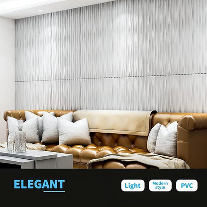 Art3d 46.2 SF White Large PVC 3D Wall Panels for Interior Wall Décor,3D Textured Wavy Wall Panels Decorative, Pack of 6 Tiles(47.2"×23.6")