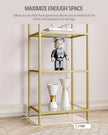 Bookcase Bookshelf, Tempered Glass Bookshelves, Slim Shelving Unit for Bedroom, Bathroom, Home Office, Steel Frame, 6 Tier Gold BC10601G
