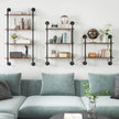 YMYNY Industrial Pipe Shelf Bracket, 4 Tiers Retro Wall Mounted Floating Shelf, Wood DIY Bookshelf, Storage Shelves for Living Room, Bedroom, Office, 24
