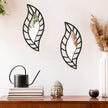 Roowest 2 Pcs Decorative Mirror Wall Decor Leaf Teardrop Mirror Wall Mounted Decorations for Living Room Bedroom Bathroom Vanity Entryway Office(Black)