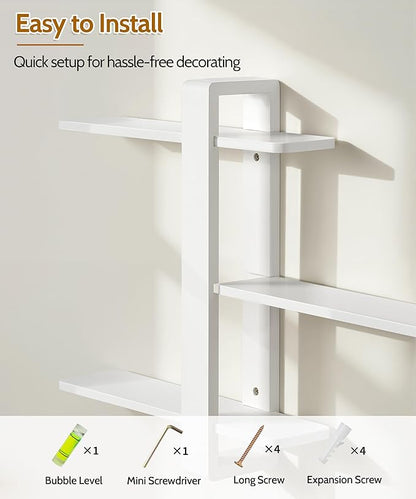 SUMGAR White Floating Shelves for Wall Mounted Shelving Unit All Pine Wood 3 Tier Large Shelf for Bedroom Living Room Office Bathroom Home Decoration Storage Plant Photo Display Modern 20in