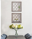 Yudarte 2pcs Set Square Moroccan Cutout Wall Mirror Decor - Farmhouse Rustic Decorative Mirrors for Bedroom Bathroom Living Room Kitchen Entryway 12x12 Inches