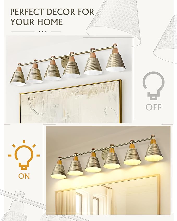 FEMILA Bathroom Light Fixtures, Modern Bathroom Vanity Light with Hammered Metal Shade, Sconces Wall Lighting for Mirror Kitchen Bedroom, Gold, 37