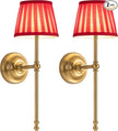KDG Cordless Wall Sconces Set of 2, Small Wireless 5200mAh Rechargeable Battery Fabric LED Wall Lamps, Portables Lightings for Wall Painting, Living Room, Bedroom, Hallway, Gifts, Night Light (Red)