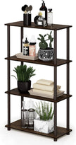 Furinno TURN-N-TUBE Storage Shelves, 4-Tier Toolless Book Shelf, Corner Shelf, Toolless Open Shelves, for Organization and Storage, Living Room, Garage, Home Office, Walnut