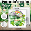 St. Patrick's Day Kitchen Decor Sign - Shamrock Coffee First Wooden Sign - Irish St Patricks Day Decorations for Home Cafe Coffee Bar Table Desk Shelf 5x5 Inches