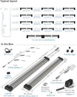 EBD LED Under Shelf Lights, 4-Way Splitter Light Bar, 12-Panel Cabinet Lighting, 4500K 5400Lm Counter Lights with Slack-Free Wiring, Maximized for Spacious 4-Layer Showcase, Bookcase & Storage Rack