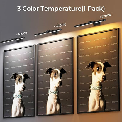 Wireless Picture Lights for Wall, 24in Battery Operated Wall Light for Painting Rechargeable CCT Rotatable Art Gallery Light with Remote Dimmable Timer for Artwork Frame Display Dartboard