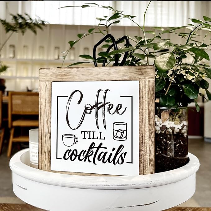 Rustic Coffee Bar Sign - Wooden Block Set, Perfect for Home or Kitchen Decor, Coffee Lover Gift