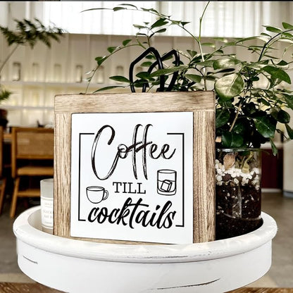 Rustic Coffee Bar Sign - Wooden Block Set, Perfect for Home or Kitchen Decor, Coffee Lover Gift