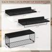 Floating Shelves for Wall, Wood Bookcases, Decor for Kitchen| Farmhouse| Bedroom| Laundry Room| Living Room| Bathroom, Hanging Storage - Black