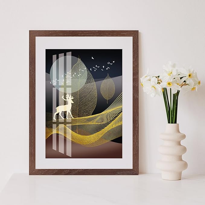 puthiac 11x17 Solid Oak Wood Picture Frame, Fits 8x12 with Mat or 11x17 Without Mat, Wall Display Only, Vertical or Horizontal, Plexi Front, 3 Pack, Walnut
