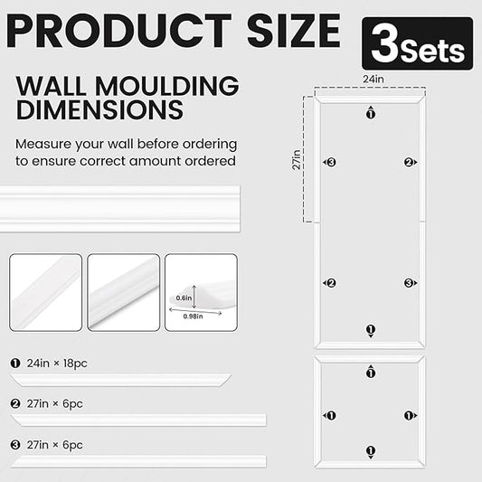 Peel and Stick Wainscoting Panels Kit, Premade Wall Molding Peel and Stick Panels for Interior Wall Trim, Easy DIY Wainscoting Panels Peel and Stick Decor