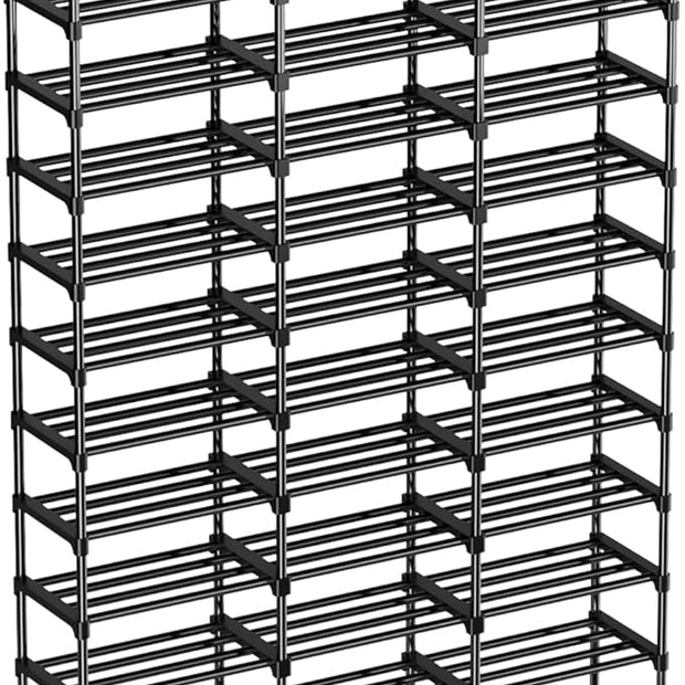 Mavivegue 3 Row 12 Tiers Shoe Rack, Large Storage Space, Metal Shoe Rack Organizer for Entryway, Closet, Bedroom, Garage,Black