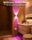 Motion Sensor Wall Light, Rechargeable Peel and Stick on Sconce Set of 2, Wireless No Drill RGB Wall Lamps, Magnetic Battery Operated Indoor Lighting for Hallway, Stairs, Bedroom, Bathroom, Bar Decor