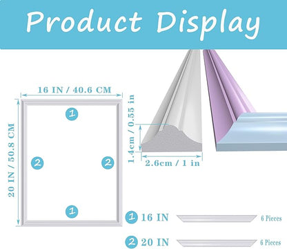 3 PCS Premade Wainscoting Panels Accent Wall Panels For Interior Wall Decor Easy DIY Build And Batten Chair Rail & Picture Frame Door Decor(16 x 20 in)