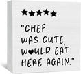 Black White Kitchen Decor Sign, Chef Was Cute Would Eat Here Again Signs Black, Cute Preppy Kitchen Wood Sign Home Decor For Girly Dining Room Restaurant